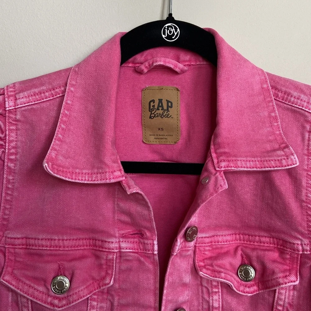 GAP x Barbie Collaboration Puff Sleeve Denim Jacket, Pink, Size XS - Picture 3 of 13